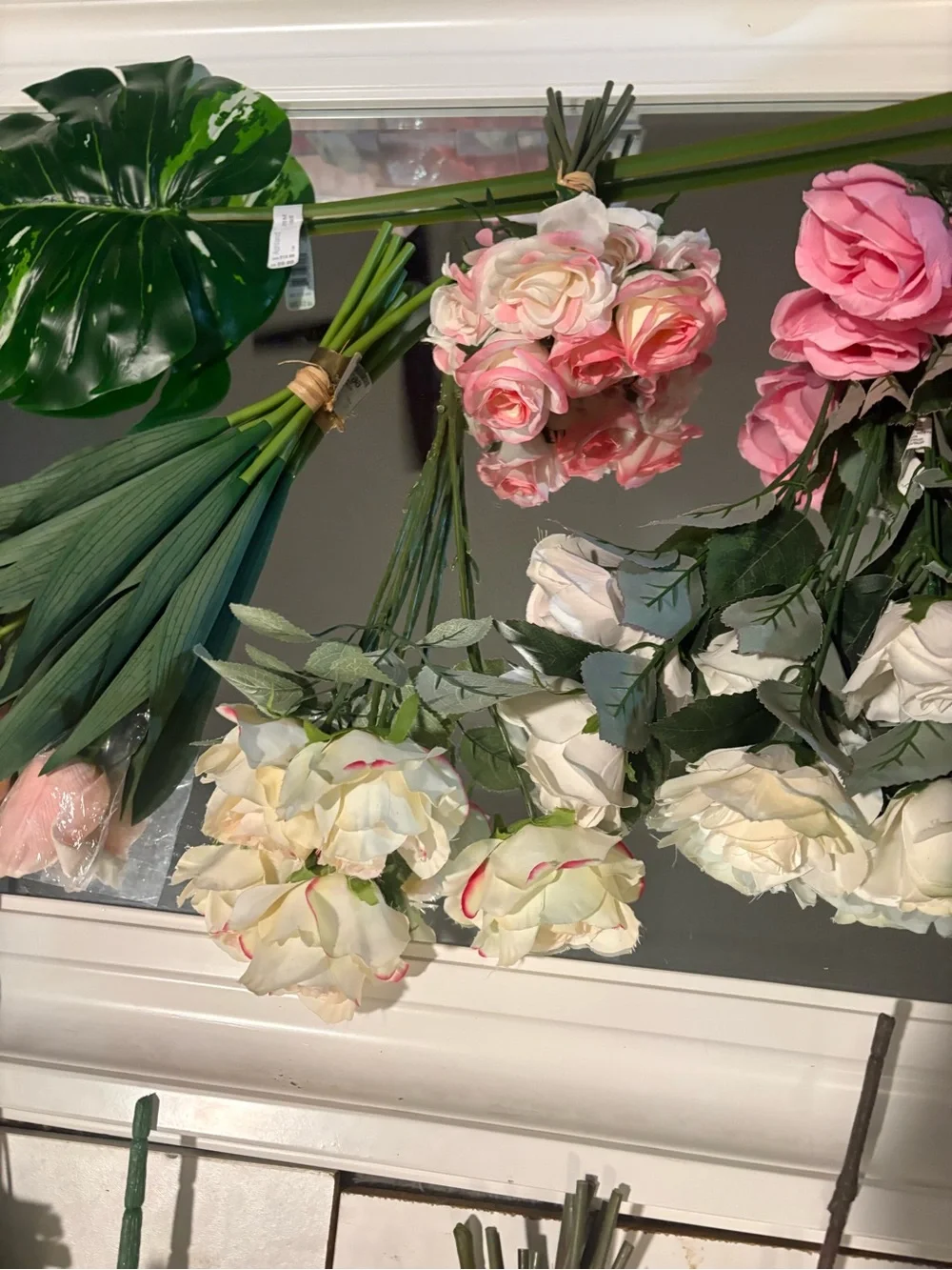 Huge bundle of mixed faux flowers, real touch, silk flowers for crafts, home dec